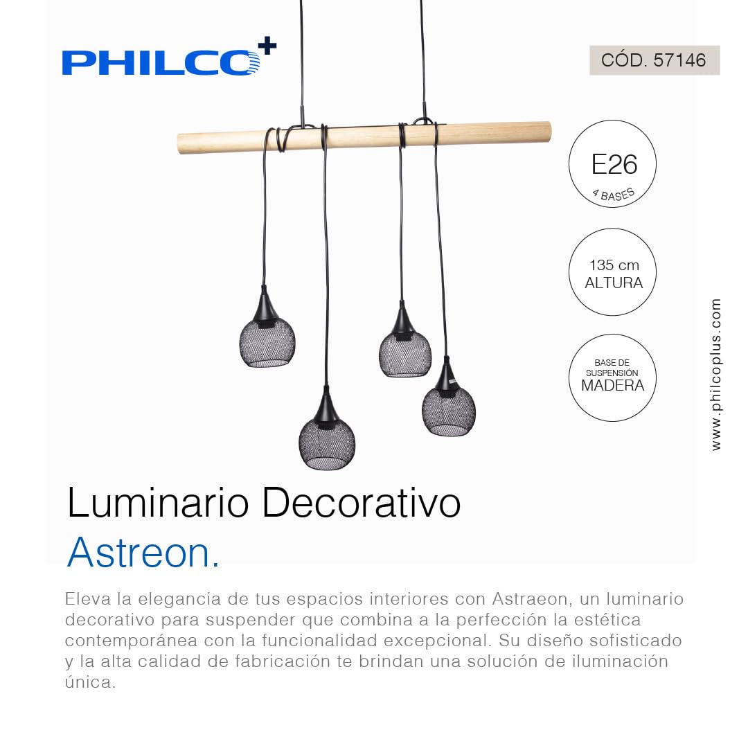 Luminario decorativo para suspender terminado en madera con metal color negro