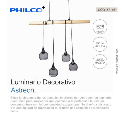 Luminario decorativo para suspender terminado en madera con metal color negro