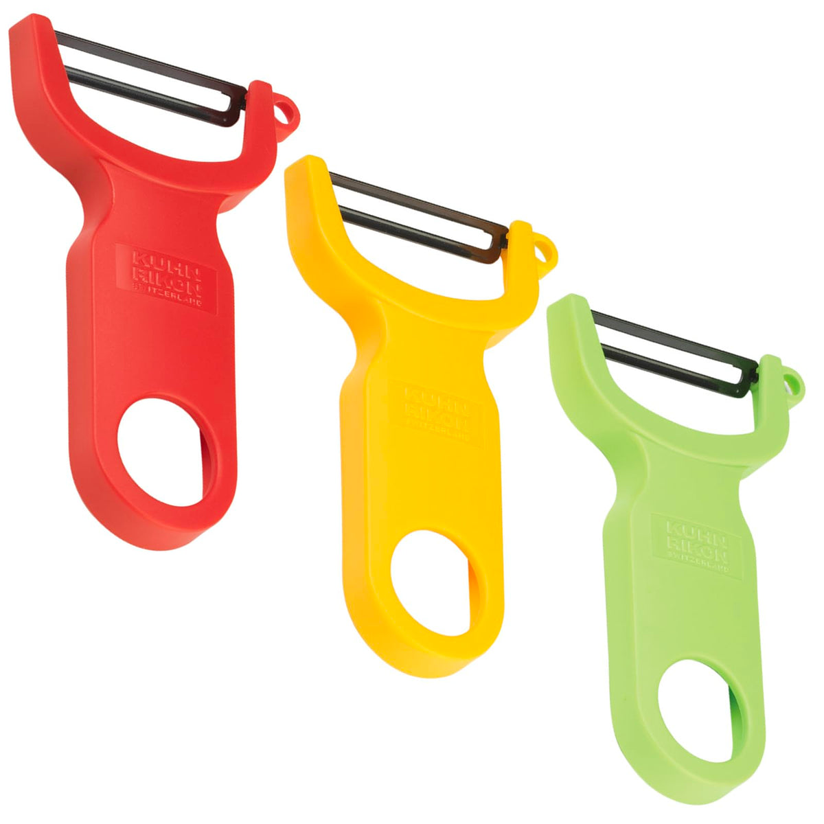 Kuhn Rikon Original Suizo Pelador, Rojo/Verde/Amarillo (set de 3), 10,1cm