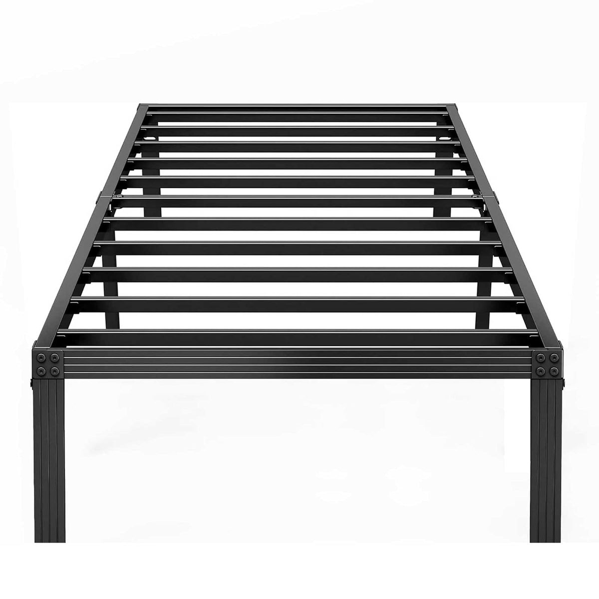 ZIYOO - Marco de Cama Individual de 14 Pulgadas, Plataforma de Acero Resistente, Antideslizante, Sin Somier, Fácil Montaje, Silencioso, Negro
