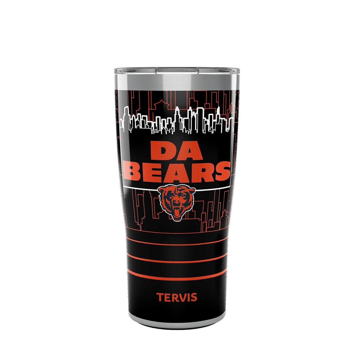 Tervis Traveler NFL Chicago Bears – Da Bears Slogan - Vaso de viaje con triple pared aislado que mantiene las bebidas frías y calientes, 20 onzas, acero inoxidable