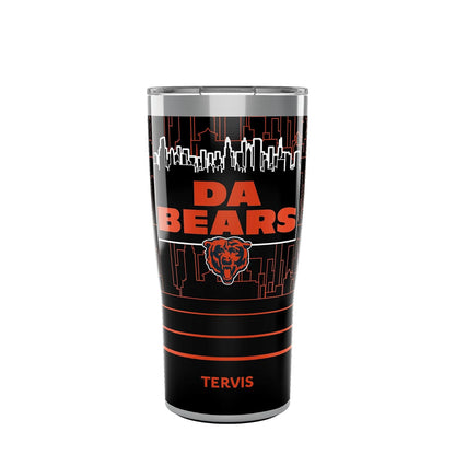 Tervis Traveler NFL Chicago Bears – Da Bears Slogan - Vaso de viaje con triple pared aislado que mantiene las bebidas frías y calientes, 20 onzas, acero inoxidable
