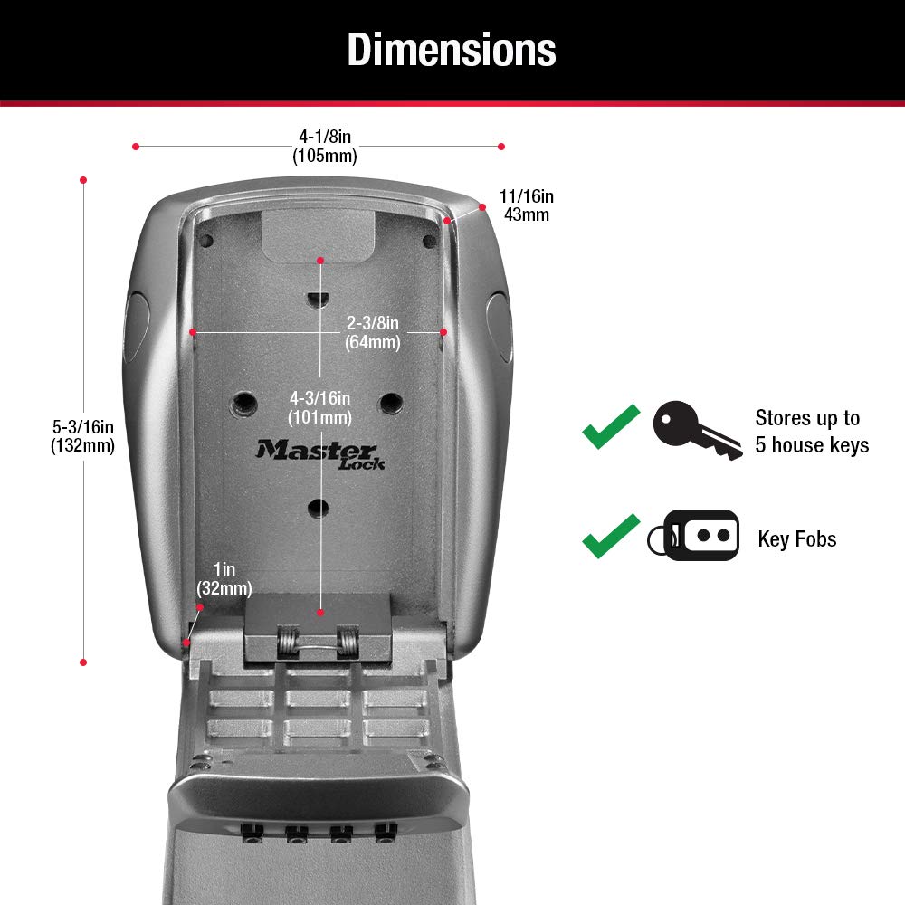 Master Lock 5415D Caja de Llave de Alta Resistencia Soporte Pared
