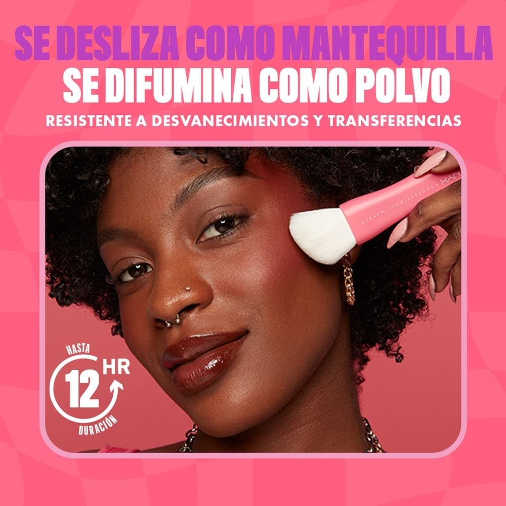 NYX Professional Makeup, Buttermelt Blush Tono Butta Than Before, 5gr - Rubor cremoso en polvo infusionado con manteca de karité, mango y almendras, dura hasta 12H, no se desvanece, fórmula vegana