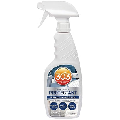 303 (30305) Aerosol protector marino UV para vinilo, plástico, hule, fibra de vidrio, cuero y más - Repelente contra el polvo y la suciedad - No tóxico, Acabado mate, Un solo color, 16 oz