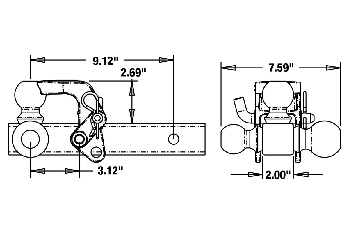 Buyers Products 1802279 tri-ball Hitch con pintle gancho