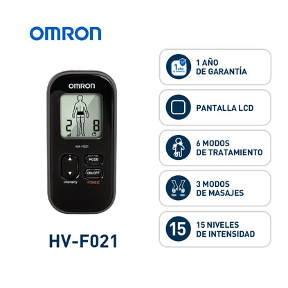 OMRON Masajeador de electroterapia portátil HV-F021 con 3 modos de masaje y 6 modos de tratamiento