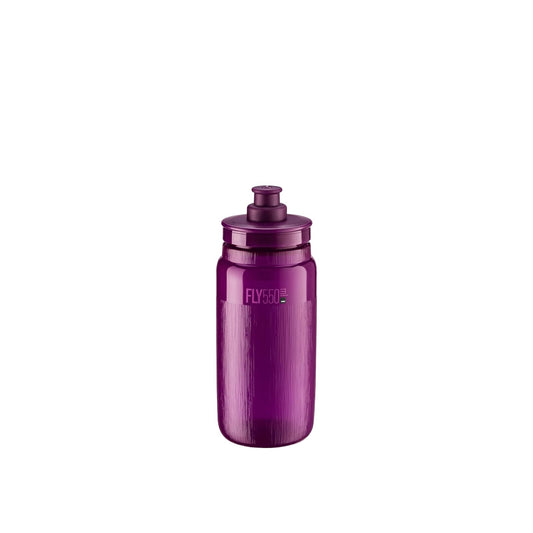 Elite Fly Tex - Botella de agua para ciclismo, 550 ml, color morado transparente, ultraligera, sin BPA, fácil de apretar para carretera, MTB y grava