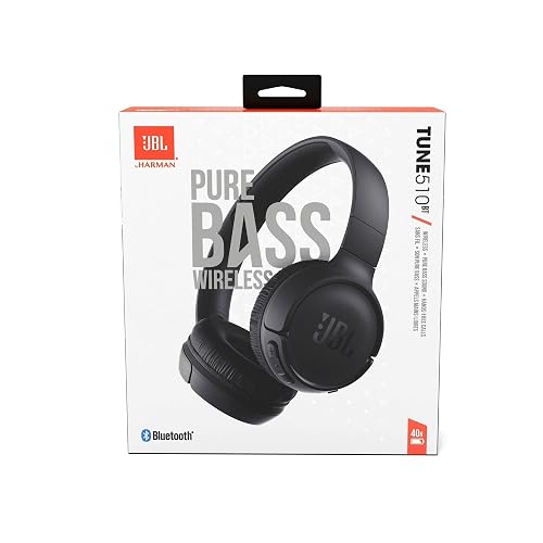JBL Tune 510BT - Auriculares in-Ear inalámbricos con Sonido Purebass, Color Negro