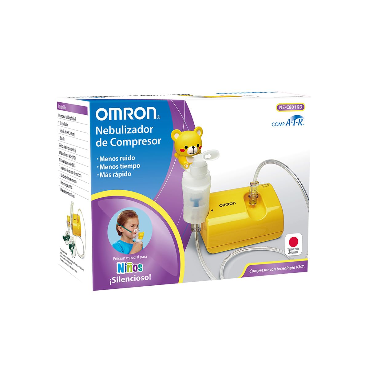 OMRON Nebulizador de Compresor NE-C801KD para Bebés, Niños y Adultos