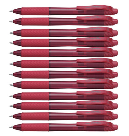 Pentel EnerGel-X Bolígrafo de Gel Punta de Aguja 0.5 mm, Paquete de 8 - 12 Unidad (Paquete de 1) - 1,0 mm - Rojo -
