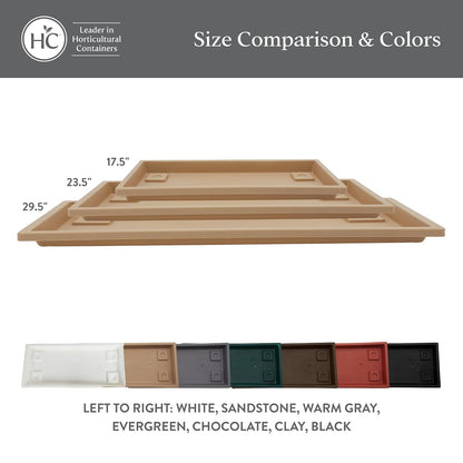 The HC Companies - Bandeja rectangular veneciana para plantas, platillo de plástico ligero, bandejas de goteo de plantas para drenaje, platillo resistente a los rayos UV para uso en interiores y