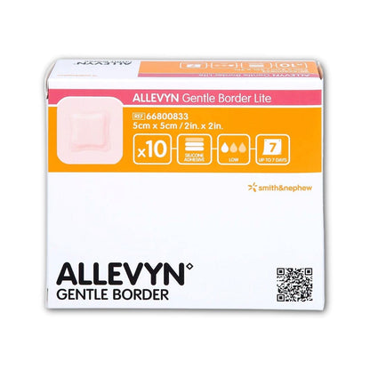 Smith+Nephew ALLEVYN Gentle Border Lite - Apósito para heridas, 2 x 2 pulgadas, caja de 10