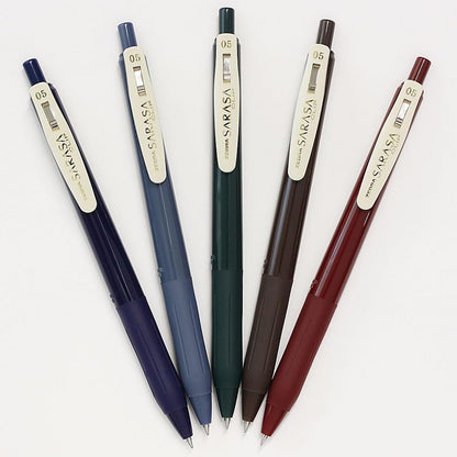 Zebra Pen Sarasa Clip clásico Colors Retráctil, punta fina, 0,5 mm, colores surtidos oscuros, paquete de 5 (47455)