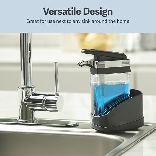 Casabella Sink Sider - Jabonera con Esponja para Fregadero, Negro, 1, 1
