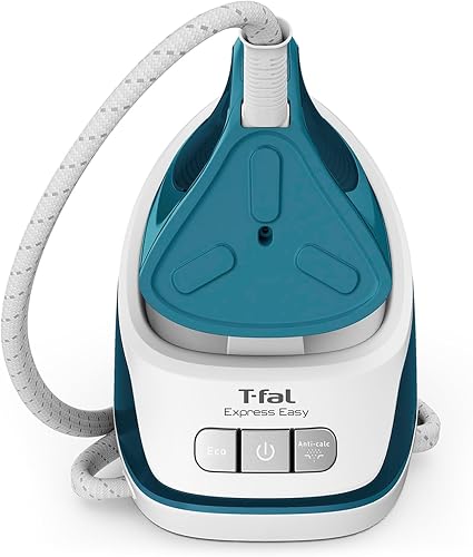 T-fal Generador de Vapor Express Easy SV6115X0 | 1500 W, Suela Cerámica Xpress Glide, tanque de 1.4 L, vapor vertical, sistema anti goteo, apagado automático