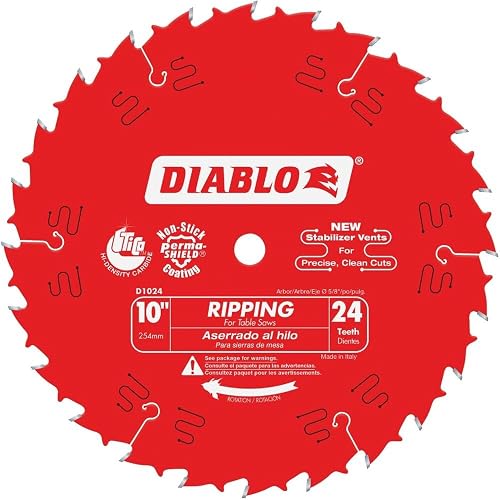 Freud D1024X Diablo 10-Inch 24-Tooth ATB Ripping Saw Blade with 5/8-Inch Arbor and PermaShield Coating