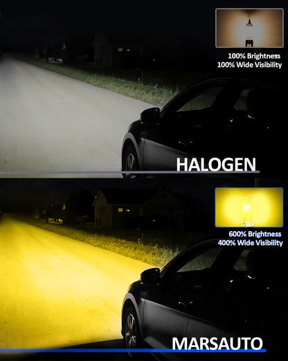 Marsauto Foco Antiniebla LED H3 MF2 | Amarillo, 12000 lm, 3000 K, chips CSP 2024, paquete de 2