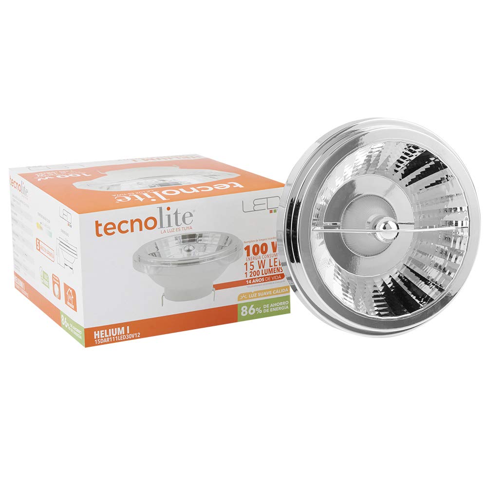 Tecnolite - Foco AR111 LED 15 W, Luz Suave Cálida, Base G53, Atenuable