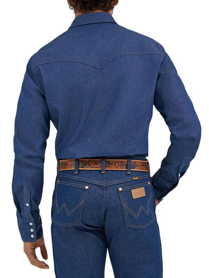 Wrangler Men's Cowboy Cut Western Long Sleeve Snap Work Shirt Firm Finish