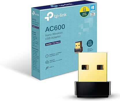 TP-Link Adaptador USB WiFi Nano Archer T2U Nano - AC600 Doble Banda - hasta 600 Mbps - Compatible con Windows - Diseño Ultracompacto - Fácil Instalación - Seguridad Avanzada