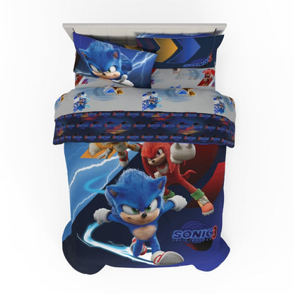 Franco Juego de Ropa de Cama Miffy, Edredón Reversible con Funda - 5 Piece Full Size - Sonic the Hedgehog 3