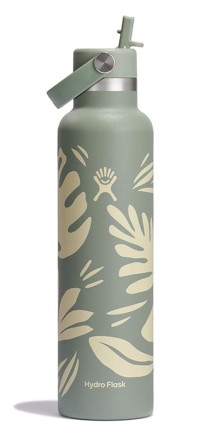 Hydro Flask Botella de Agua Aislada con Tapa de Popote 24 oz - BOTÁNICO BLISS AGAVE