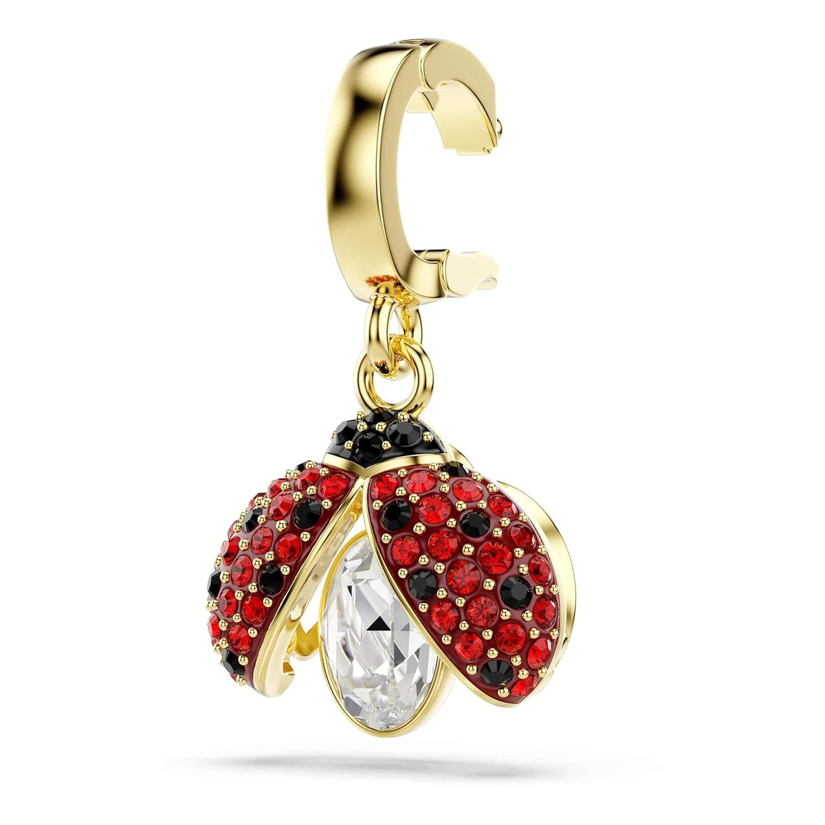 Abalorio de Swarovski Idyllia, mezcla de cortes, catarina, rojo, baño en tono dorado