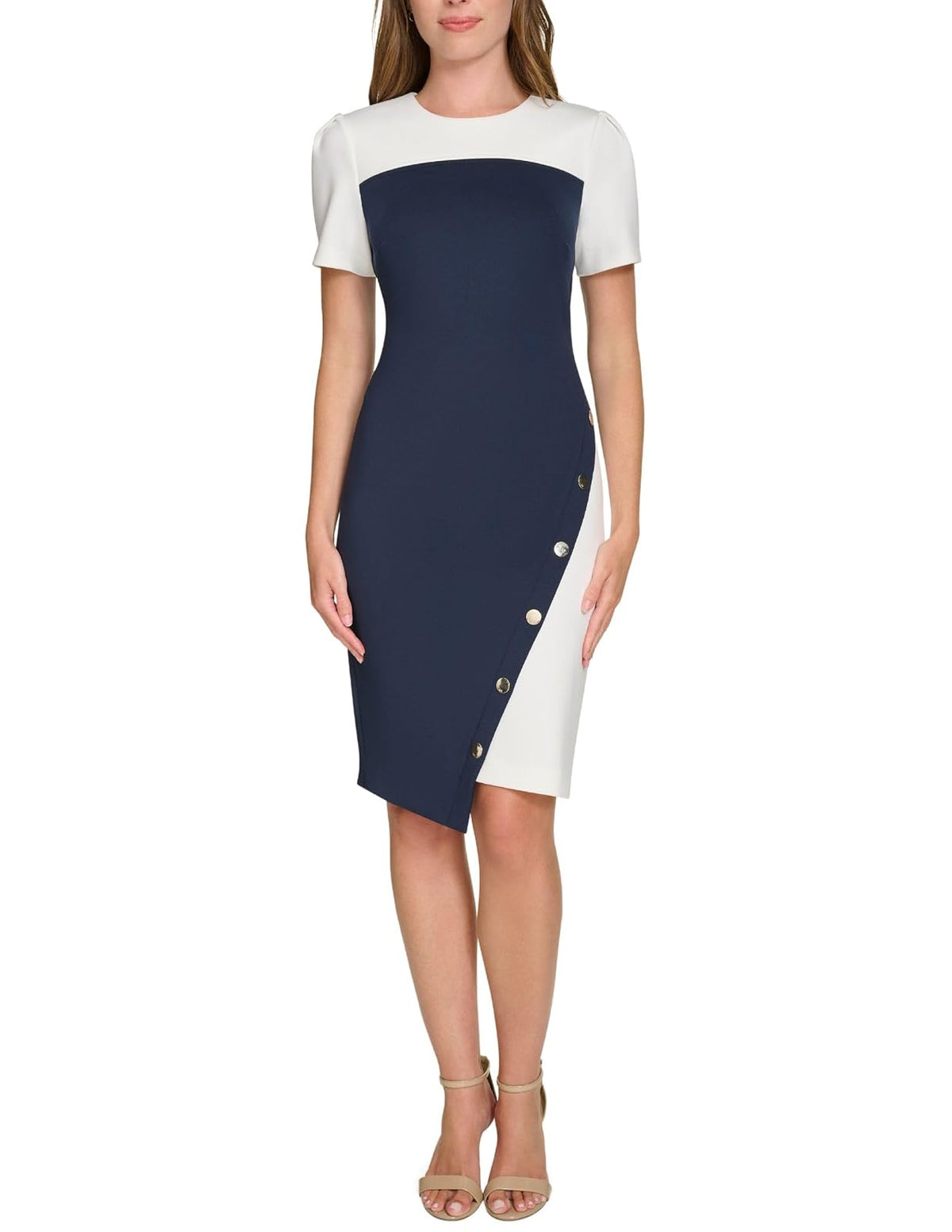 Tommy Hilfiger Manga Corta estructurada de crepé para Buceo Vestido para Mujer