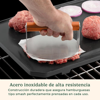 Cuisinart Prensa Hamburguesas Acero Inoxidable 15 cm Smash | Prensa de Hamburguesas de Acero Inoxidable, Borde plano antiadherente, Fácil limpieza, Diseño ideal para lograr una costra