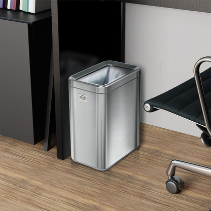 CLOROX - Papelera delgada y abierta, cesta de basura de metal pequeña de 2.6 galones (10 litros) con cubeta extraíble para espacios estrechos, cubeta de basura de acero inoxidable para baño, recámara