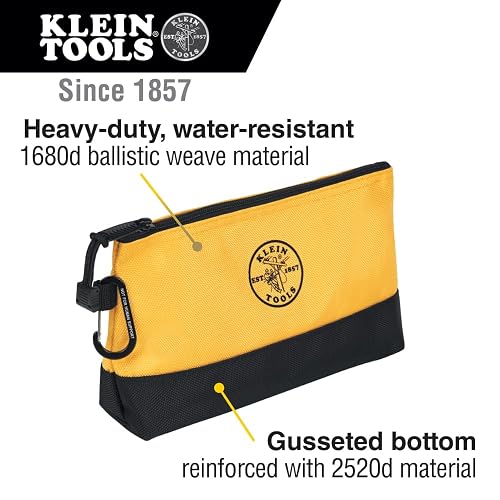 Klein Tools 55569 - Bolsa de Herramientas con Cierre y mosquetones, Parte Inferior Reforzada, Resistente al Agua 1680d, Paquete de 5 tamaños