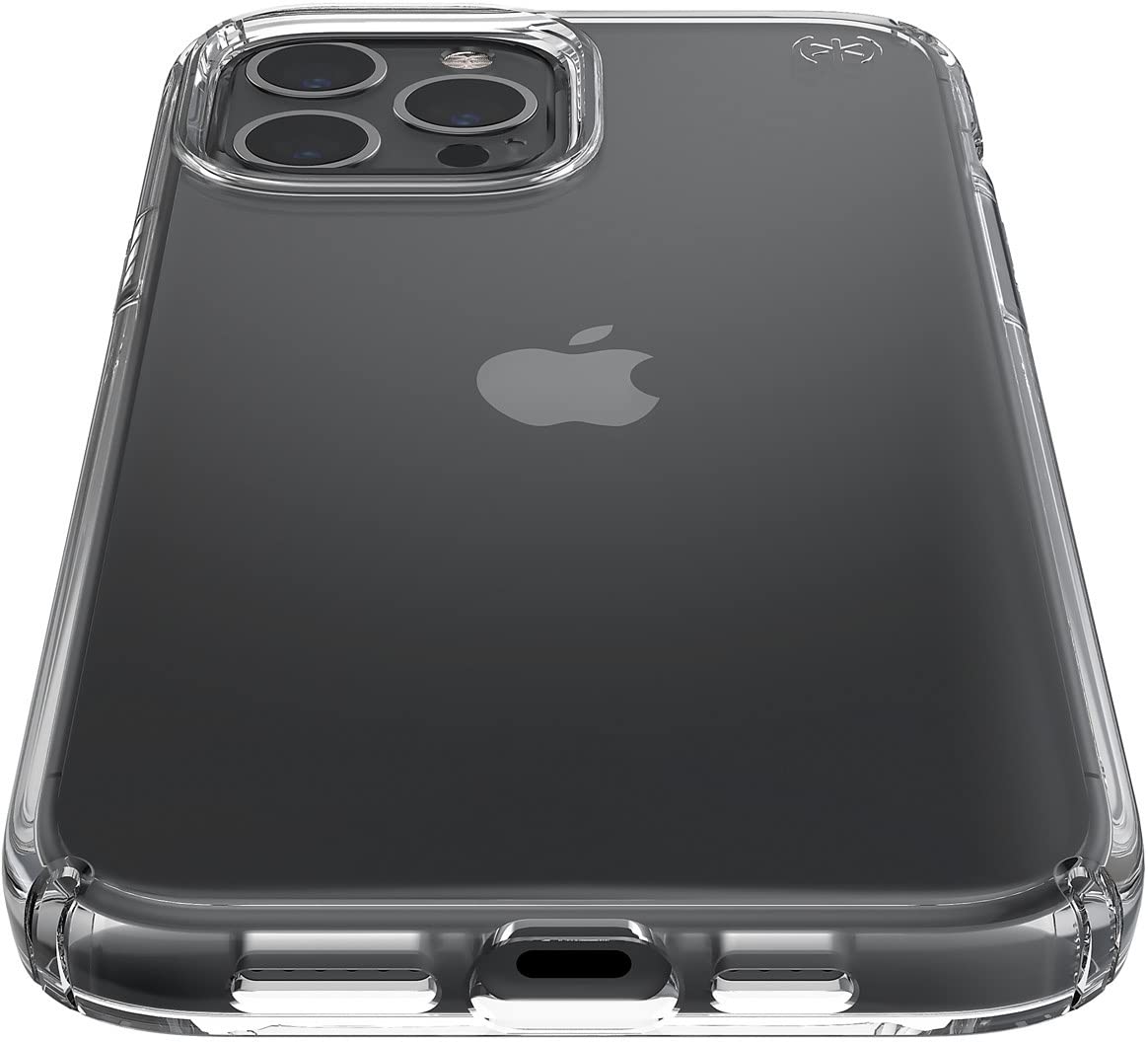 Speck Presidio Perfect Clear Funda Compatible con iPhone 12 Pro MAX, Protección Caídas 4 m, Bisel Elevado, Antimicrobiana - Transparente