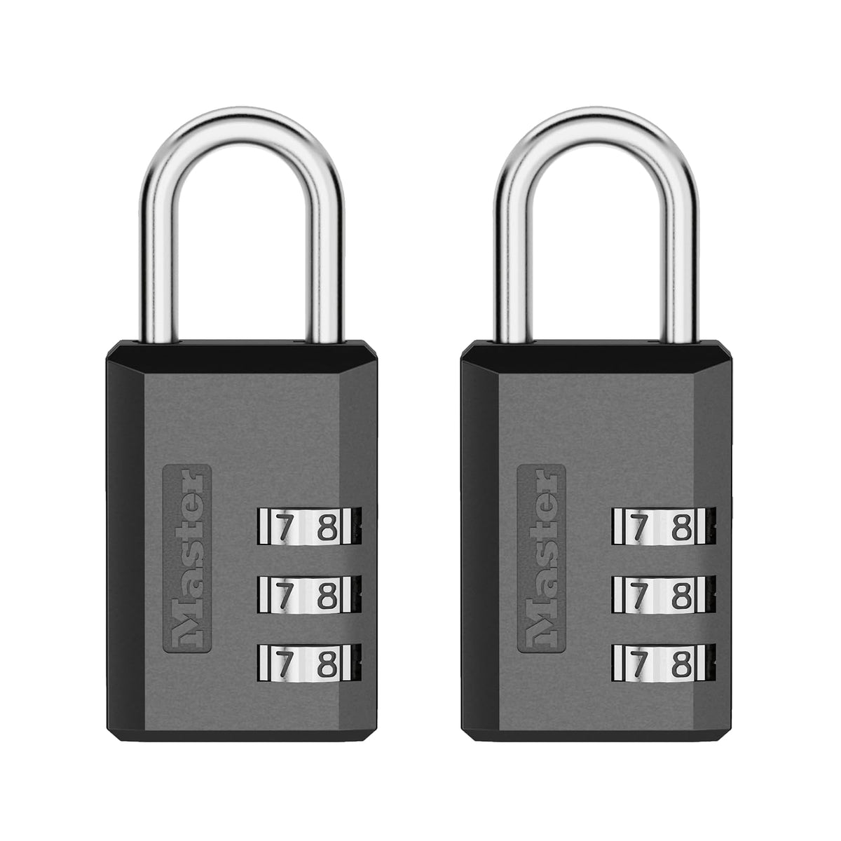 Master Lock Candado de Combinación Negro, Cerradura de Casillero de Gimnasio Interior con Código Personalizable de 3 Dígitos para Equipaje, Mochilas, Gabinetes, Paquete de 2, 647EC2