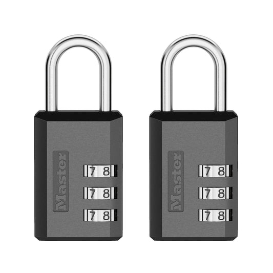 Master Lock Candado de Combinación Negro, Cerradura de Casillero de Gimnasio Interior con Código Personalizable de 3 Dígitos para Equipaje, Mochilas, Gabinetes, Paquete de 2, 647EC2