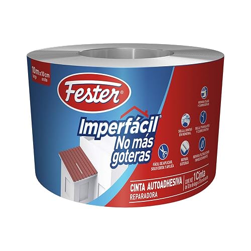 Fester Imperfácil Cinta Impermeable Para Tapar Goteras, Ideal para Techos de Concreto, Tejas, Domos, Láminas de Fibrocemento, Entre Otros, Fácil de Aplicar, Blister de 10 Metro