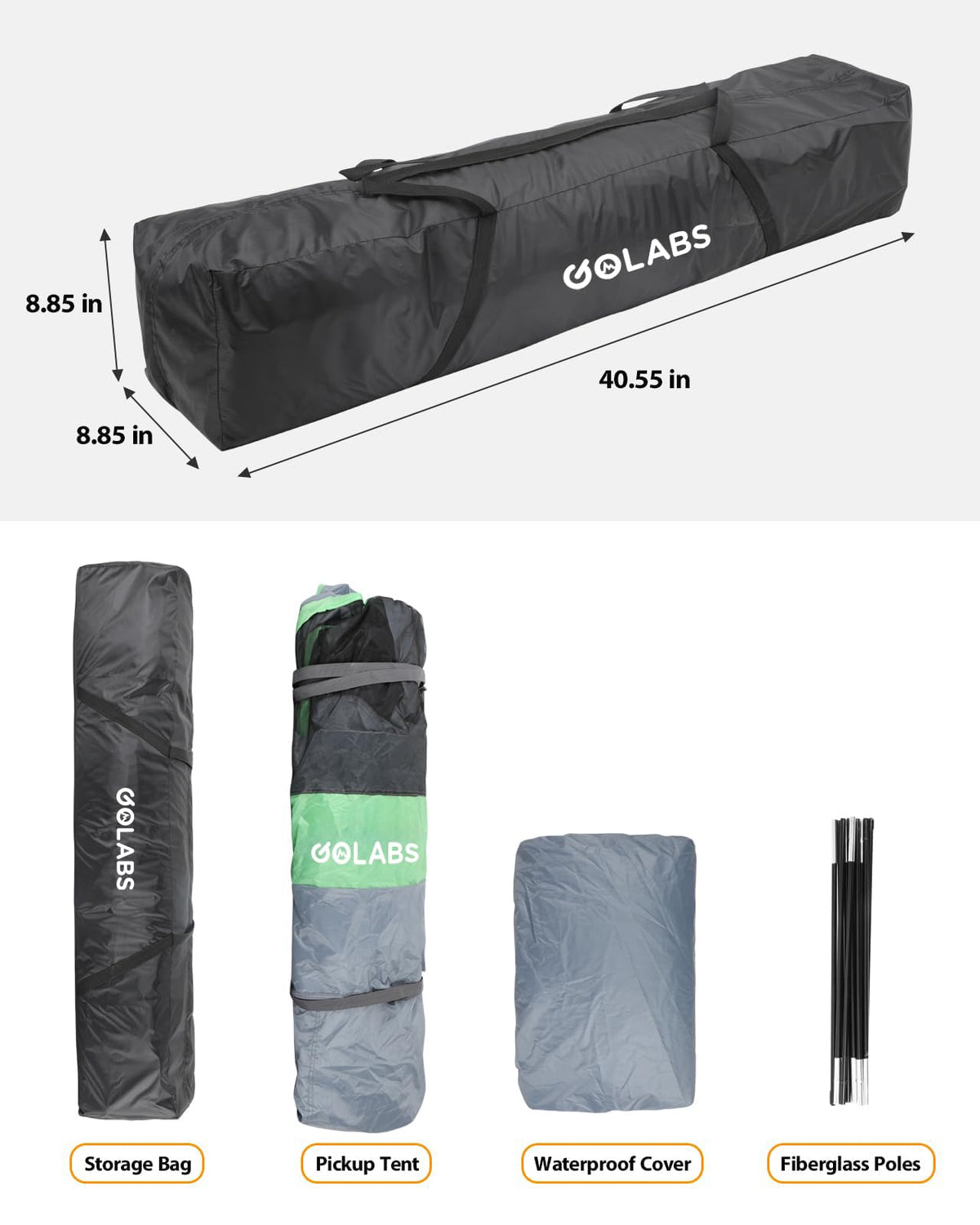 GOLABS Truck Bed Tent for 5-6 Ft Bed, 8-Minute Easy Setup by Pre-Assembled Design, Waterproof PU2000mm, 2-Person Portable with Extra Rainfly Cover for Camping & Outdoor, Includes Storage Bag