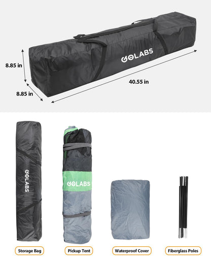 GOLABS Truck Bed Tent for 5-6 Ft Bed, 8-Minute Easy Setup by Pre-Assembled Design, Waterproof PU2000mm, 2-Person Portable with Extra Rainfly Cover for Camping & Outdoor, Includes Storage Bag