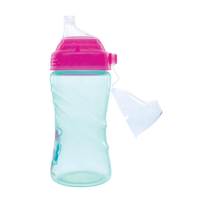 Nuby - Juego de 2 vasos deportivos con boquilla suave y tapa, 12 onzas, 12 meses, paquete de 2 unidades, aguamarina y perro morado