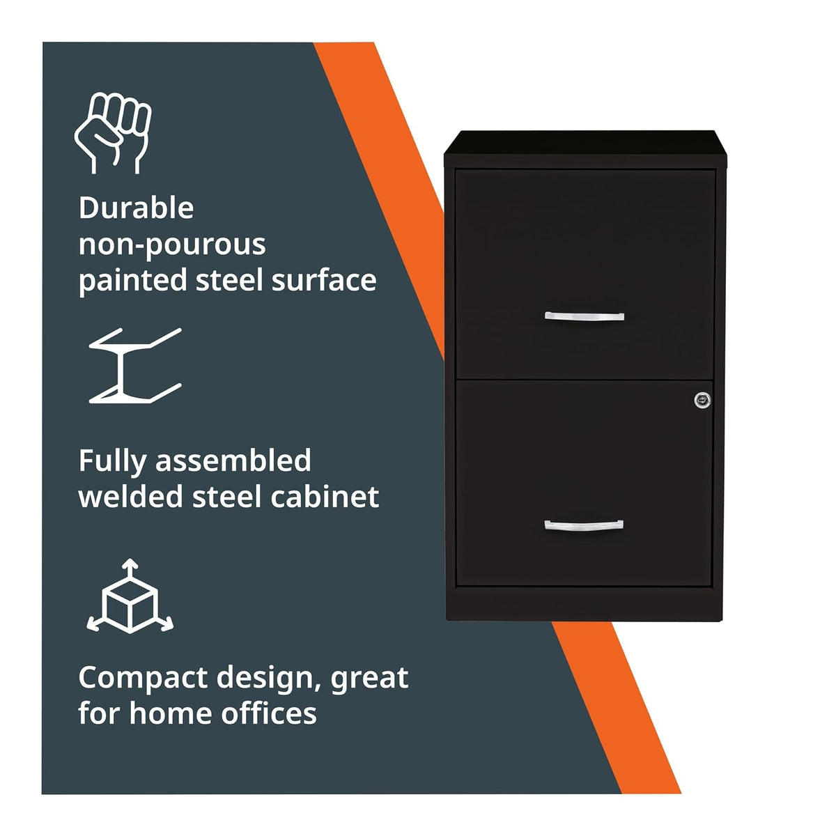 Lorell 14340 18 - Archivador profundo de 2 cajones, Putty, Negro