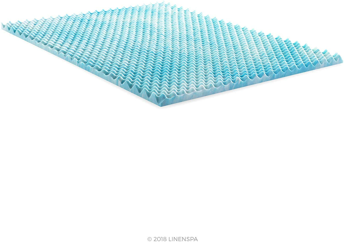 Linenspa - Colchoneta de Memory Foam con Gel en Remolino - Sobrecolchón de Ondas Refrescante de 5 cm - Topper para Colchón - Sensación Suave y Acolchada - Alivia Puntos de Presión - Matrimonial