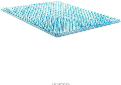 Linenspa - Colchoneta de Memory Foam con Gel en Remolino - Sobrecolchón de Ondas Refrescante de 5 cm - Topper para Colchón - Sensación Suave y Acolchada - Alivia Puntos de Presión - Matrimonial