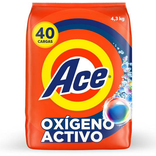 Ace Limpieza Instantánea Detergente en Polvo con Oxígeno Activo 4.3kg