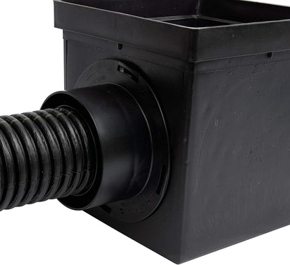 NDS Kit de Drenaje Cuadrado 9 pulgadas con Lavabo, 2 Adaptadores y Rejilla Negra