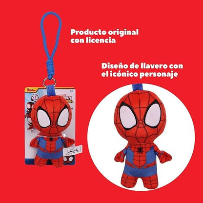 Ruz Llavero Peluche Spiderman 10 cm Suave con Aro Metálico | Accesorio para Mochila Bolsa o Llaves | Diseño Decorativo Ligero y Resistente | Ideal para Uso Diario o Regalo Multicolor