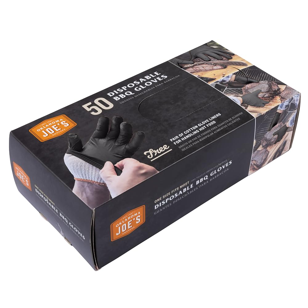 Oklahoma Joe's 4386292R06 Guantes desechables para barbacoa, 50 unidades, lisos
