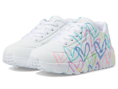 Skechers Uno Lite Tenis con Cordones para Niña - 23.0 cm - Blanco - Púrpura - Turquesa