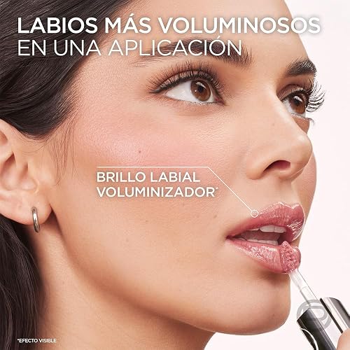 L'Oréal Paris Plump Ambition Lip Oil, Brillo Labial Efecto Voluminizador con Ácido Hialurónico, Hidratación Intensa para tus Labios, Tono Nude Macaron, 5 ml