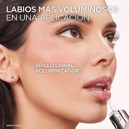 L'Oréal Paris Plump Ambition Lip Oil, Brillo Labial Efecto Voluminizador con Ácido Hialurónico, Hidratación Intensa para tus Labios, Tono Nude Macaron, 5 ml