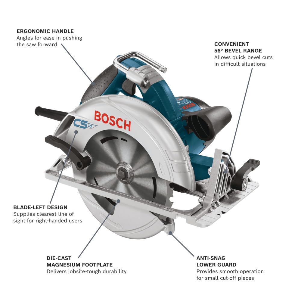 BOSCH - Sierra circular CS10 de 7-1/4 pulgadas y 15 amperios